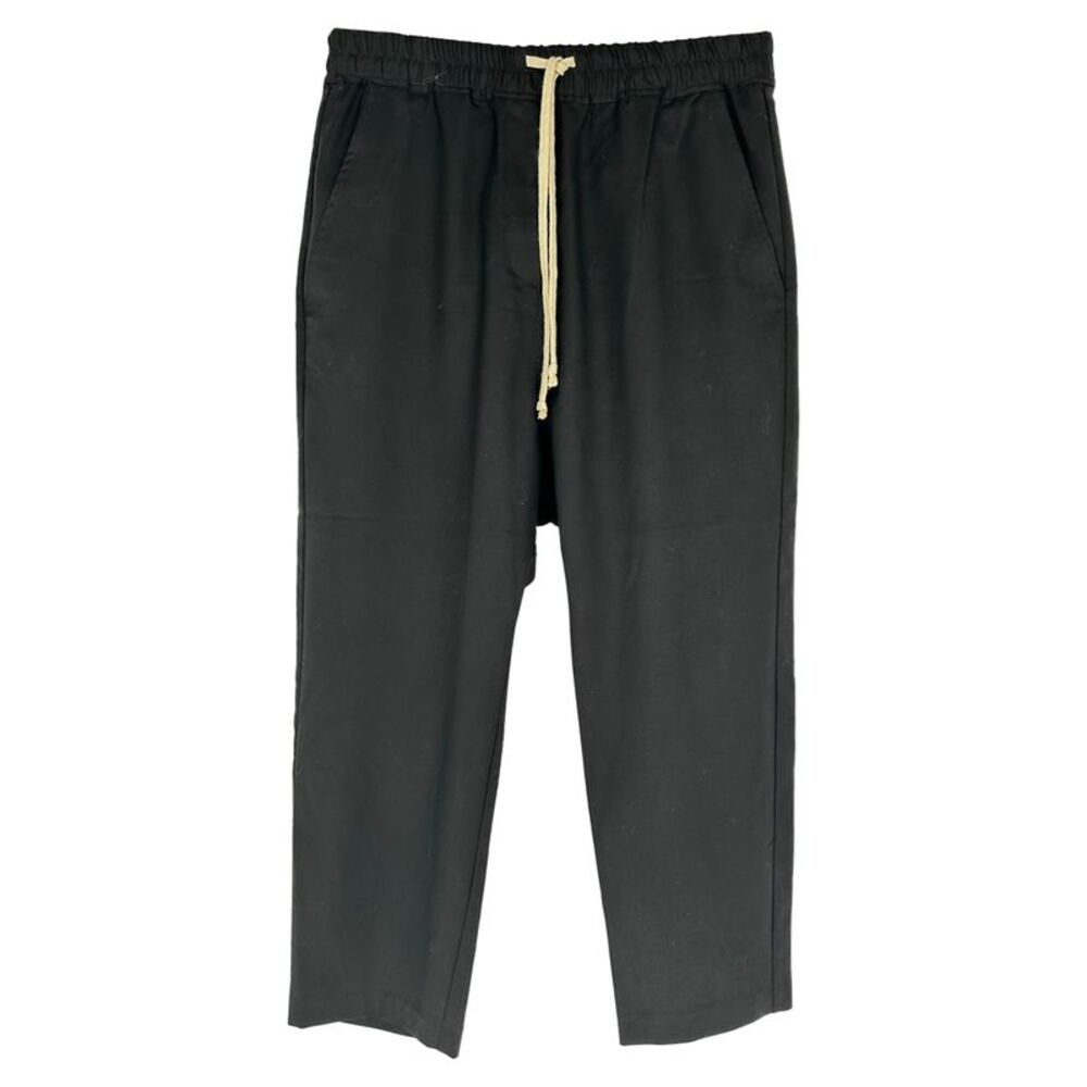 Nili Lotan Drawstring Straight-Leg Trousers in Black Wool